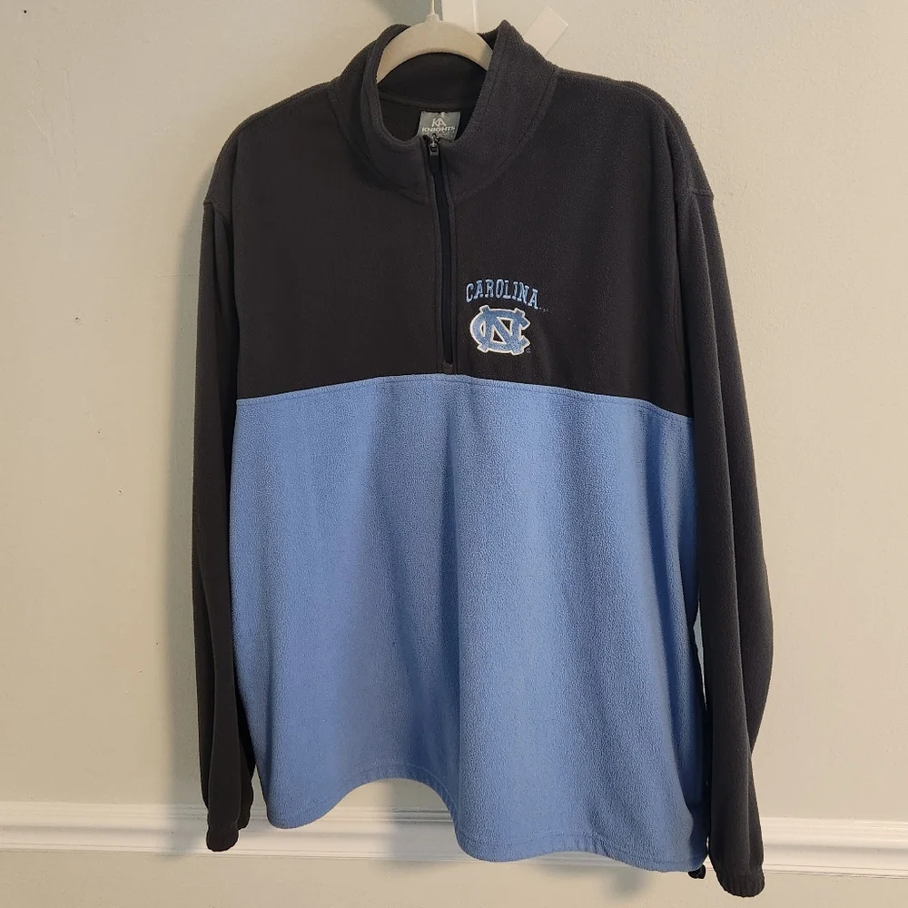 UNC Tar Heels Carolina Blue & Navy Quarter-Zip Fleece Pullover‎ Xl Like New